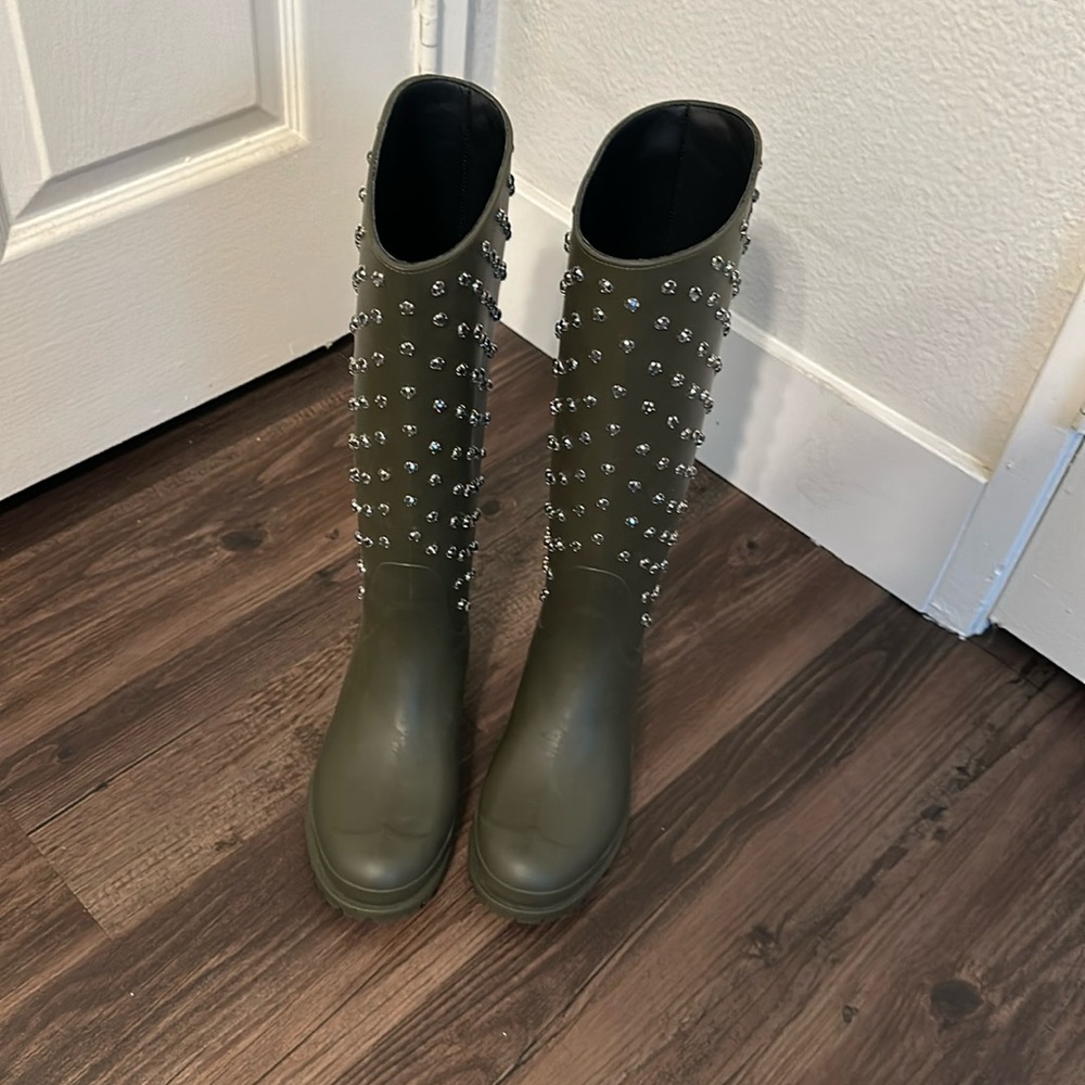 Saint Laurent Rubber Knee-High Rain Boots (6)